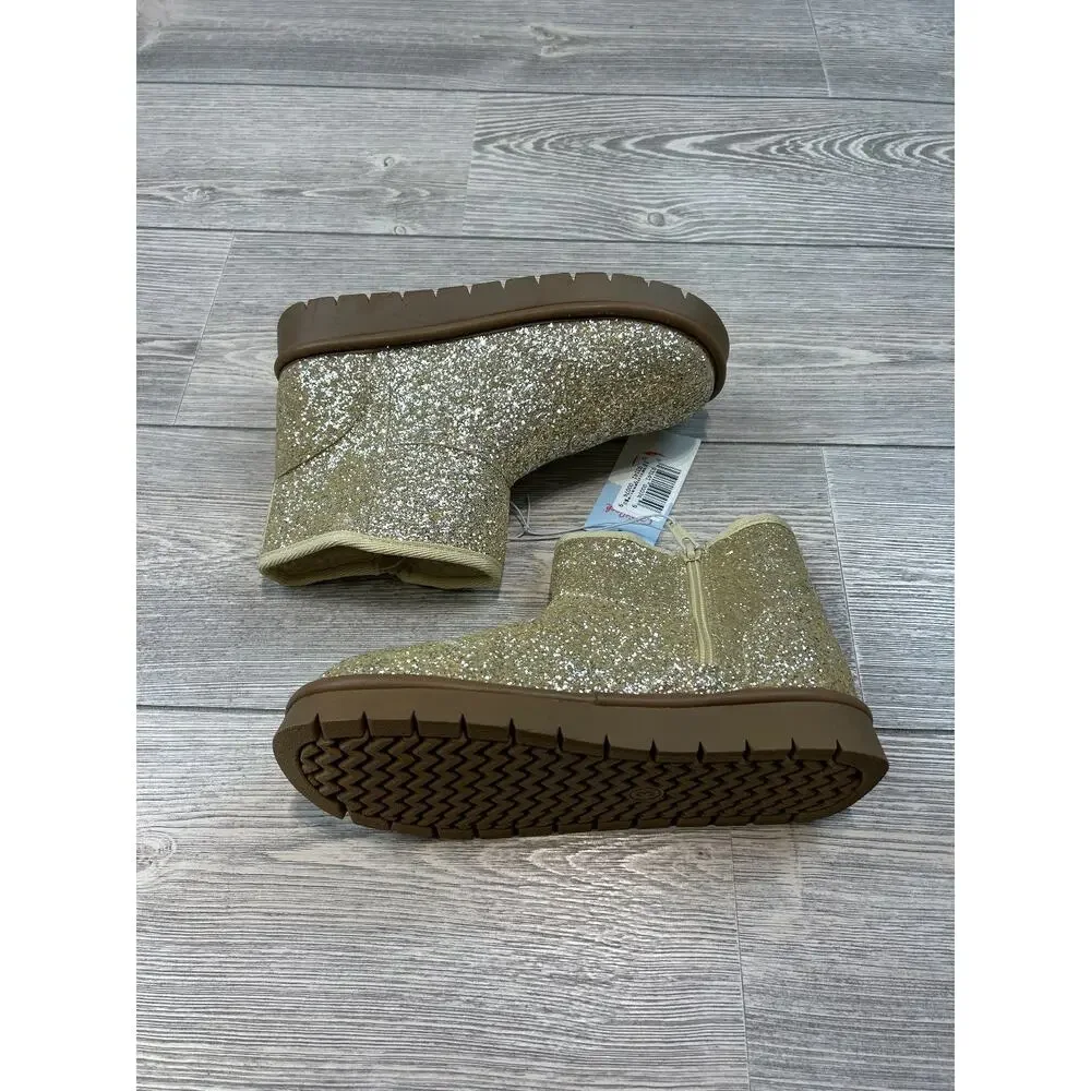 Cat & Jack Girls' Honor Faux Suede Boots Gold Size 3 NWT